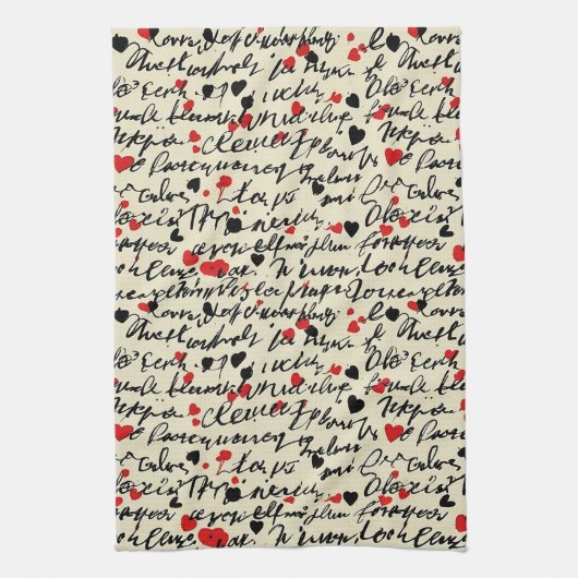 Linge De Cuisine Motif de cœur moderne avec fond de script (6) (Vertical)