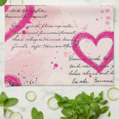 Linge De Cuisine Motif de cœur moderne avec fond de script (9) (Plié)