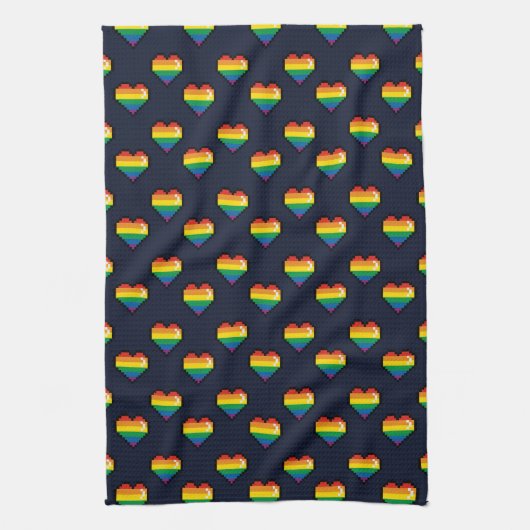 Linge De Cuisine Motif de coeur Rainbow 8 Bit (Vertical)