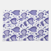 Linge De Cuisine Motif de coeur violet dessin Monogramme (Horizontal)