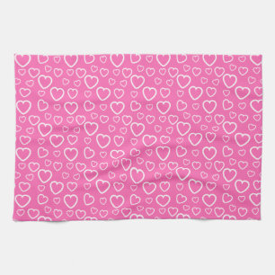 Linge De Cuisine Motif de cœurs d'amour rose et blanc