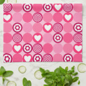 Linge De Cuisine Motif de cœurs roses et de points de fleurs pour l (Plié)