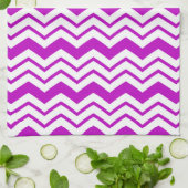 Linge De Cuisine Motif de conception de zigzag chevron blanc violet (Plié)