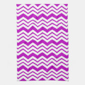Linge De Cuisine Motif de conception de zigzag chevron blanc violet (Vertical)
