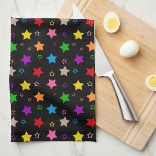 Linge De Cuisine Motif de conception d'étoiles colorées noir