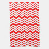 Linge De Cuisine Motif de conception en chevron zigzag blanc rouge  (Vertical)