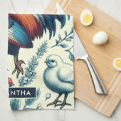 Linge De Cuisine Motif de coq de ferme Retro (Quart Plié)
