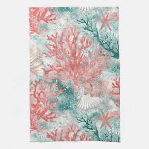 Linge De Cuisine Motif de coquillages côtiers boho