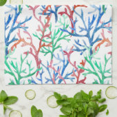 Linge De Cuisine Motif de corail d'aquarelle (Plié)