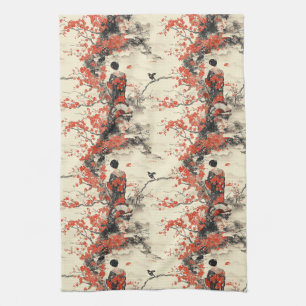 Linge De Cuisine Motif de couple de kimono romantique Sakura (2)