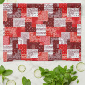 Linge De Cuisine Motif de couture patchwork bandana rouge (Plié)