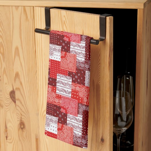 Linge De Cuisine Motif de couture patchwork bandana rouge (Pliage en tiers)