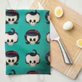 Linge De Cuisine Motif de crânes de rockabilly (Quart Plié)