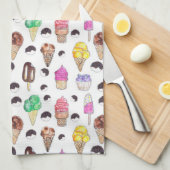 Linge De Cuisine Motif de crème glacée aquarelle (Quart Plié)