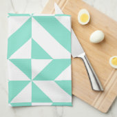 Linge De Cuisine Motif de cube géométrique vert Seafoam (Quart Plié)
