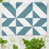 Linge De Cuisine Motif de cube vert géométrique profond Turquoise (Plié)