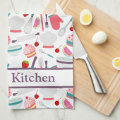 Linge De Cuisine Motif de cuisson de cupcake violet (Quart Plié)