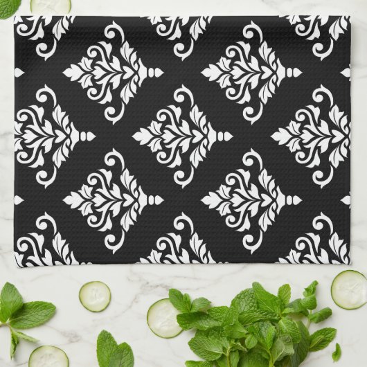 Linge De Cuisine Motif de damas Cresta (B) Blanc (Plié)