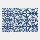 Linge De Cuisine Motif de damassé d'Ikat - bleu et blanc de cobalt (Horizontal)
