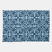 Linge De Cuisine Motif de damassé d'Ikat - indigo et bleu-clair (Horizontal)
