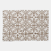 Linge De Cuisine Motif de damassé d'Ikat - Taupe Tan et blanc (Horizontal)