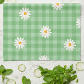 Linge De Cuisine Motif de  de Fleur En vichy à carreaux verts (Plié)