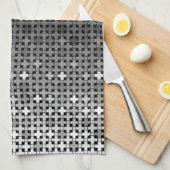 Linge De Cuisine Motif de dégradé géométrique noir et blanc (Quart Plié)