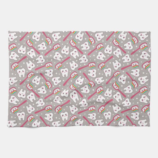 Linge De Cuisine Motif de dents d'arc-en-ciel (Horizontal)