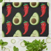 Linge De Cuisine Motif de dessin animé Red Pepper Diva Cute Green A (Plié)