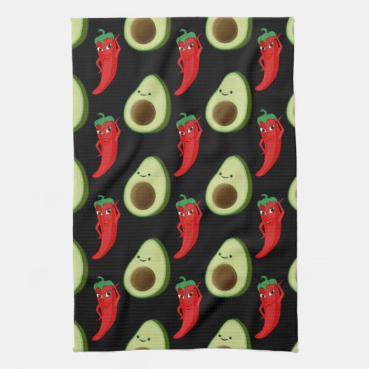 Linge De Cuisine Motif de dessin animé Red Pepper Diva Cute Green A (Vertical)