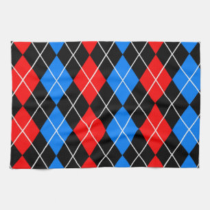 Linge De Cuisine Motif de diamant en argyre rouge bleu noir Design
