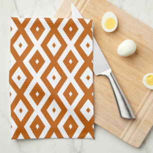 Linge De Cuisine Motif de diamant orange et blanc brûlé