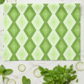 Linge De Cuisine Motif de diamant vert Chartreuse (Plié)