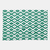 Linge De Cuisine Motif de diamant vert et blanc (Horizontal)