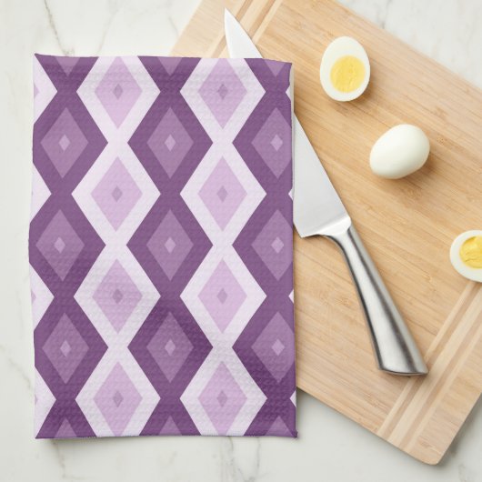Linge De Cuisine Motif de diamant violet (Quart Plié)