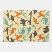 Linge De Cuisine Motif de Dinosaur Silhouette (Horizontal)