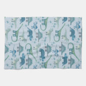 Linge De Cuisine Motif de dinosaure bleu (Horizontal)
