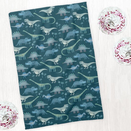 Linge De Cuisine Motif de dinosaure mignon vert foncé