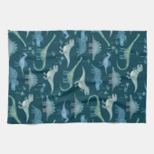 Linge De Cuisine Motif de dinosaure mignon vert foncé (Horizontal)