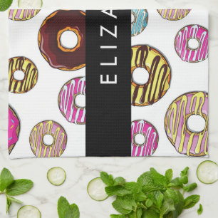 Linge De Cuisine Motif De Donuts, De Donuts Colorés, Votre Nom