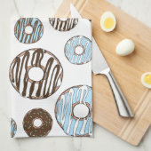 Linge De Cuisine Motif De Donuts, Donuts Bleus, Donuts Brown (Quart Plié)