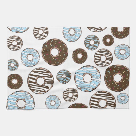 Linge De Cuisine Motif De Donuts, Donuts Bleus, Donuts Brown (Horizontal)