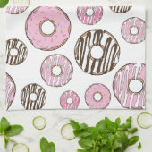 Linge De Cuisine Motif De Donuts, Donuts Roses, Donuts Blancs (Plié)