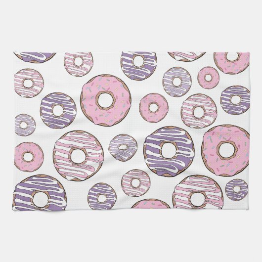 Linge De Cuisine Motif De Donuts, Donuts Roses, Donuts Violets (Horizontal)