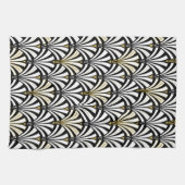 Linge De Cuisine Motif de fan d'art déco - noir et blanc (Horizontal)