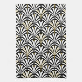 Linge De Cuisine Motif de fan d'art déco - noir et blanc (Vertical)