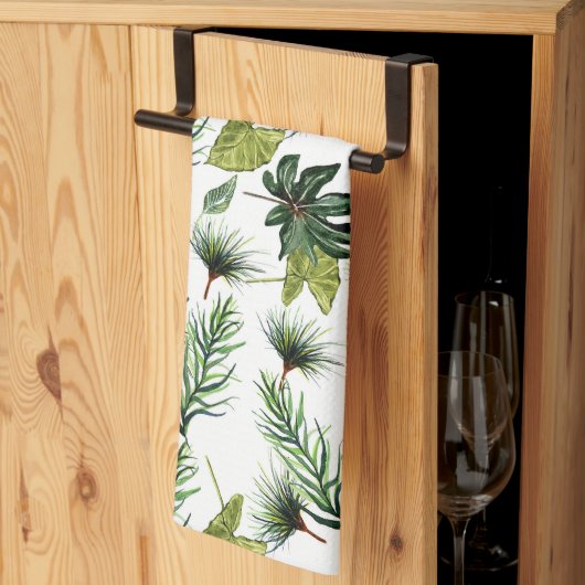 Linge De Cuisine motif de feuillage à feuillage persistant (Pliage en tiers)