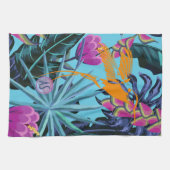 Linge De Cuisine Motif de feuillage tropical gras avec colibri (Horizontal)