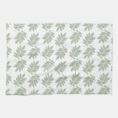 Linge De Cuisine Motif de feuille aînée vert+blanc (Horizontal)