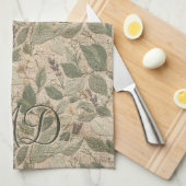 Linge De Cuisine Motif de feuille botanique vert rustique (Quart Plié)